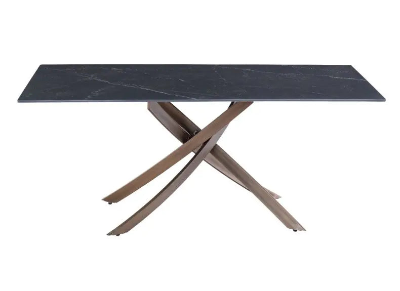 Rocco black dining table 180 cm with brushed brass leg-Renaissance Design Studio