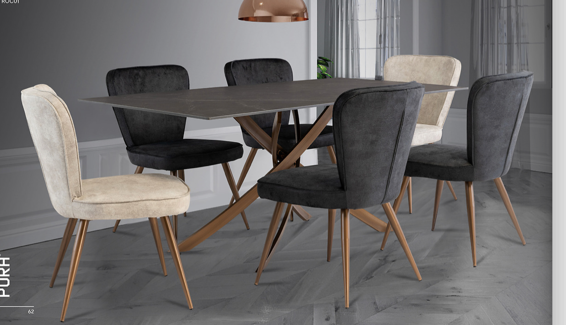 Rocco black dining table 180 cm with brushed brass leg-Renaissance Design Studio
