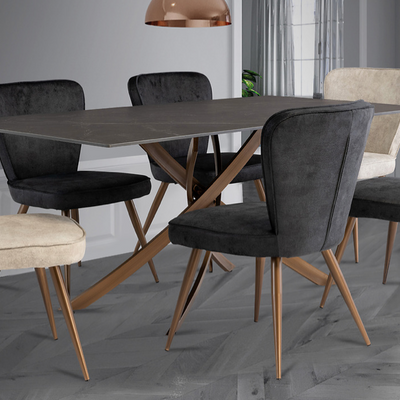 Rocco black dining table 180 cm with brushed brass leg