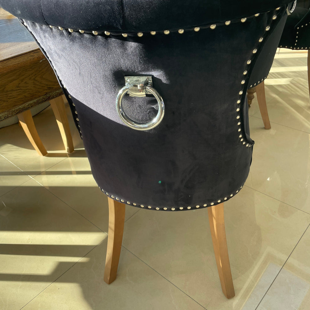 Rocha dining chairs with knocker in charcoal linen reduced set of 8