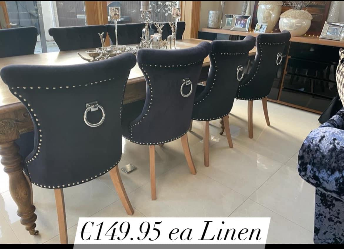 Rocha dining chairs with knocker in charcoal linen reduced set of 2-Renaissance Design Studio