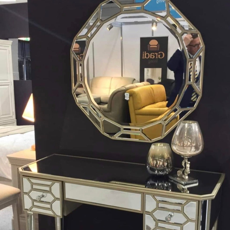Rosemary Dressing Table With 3 Drawers Gold-Renaissance Design Studio