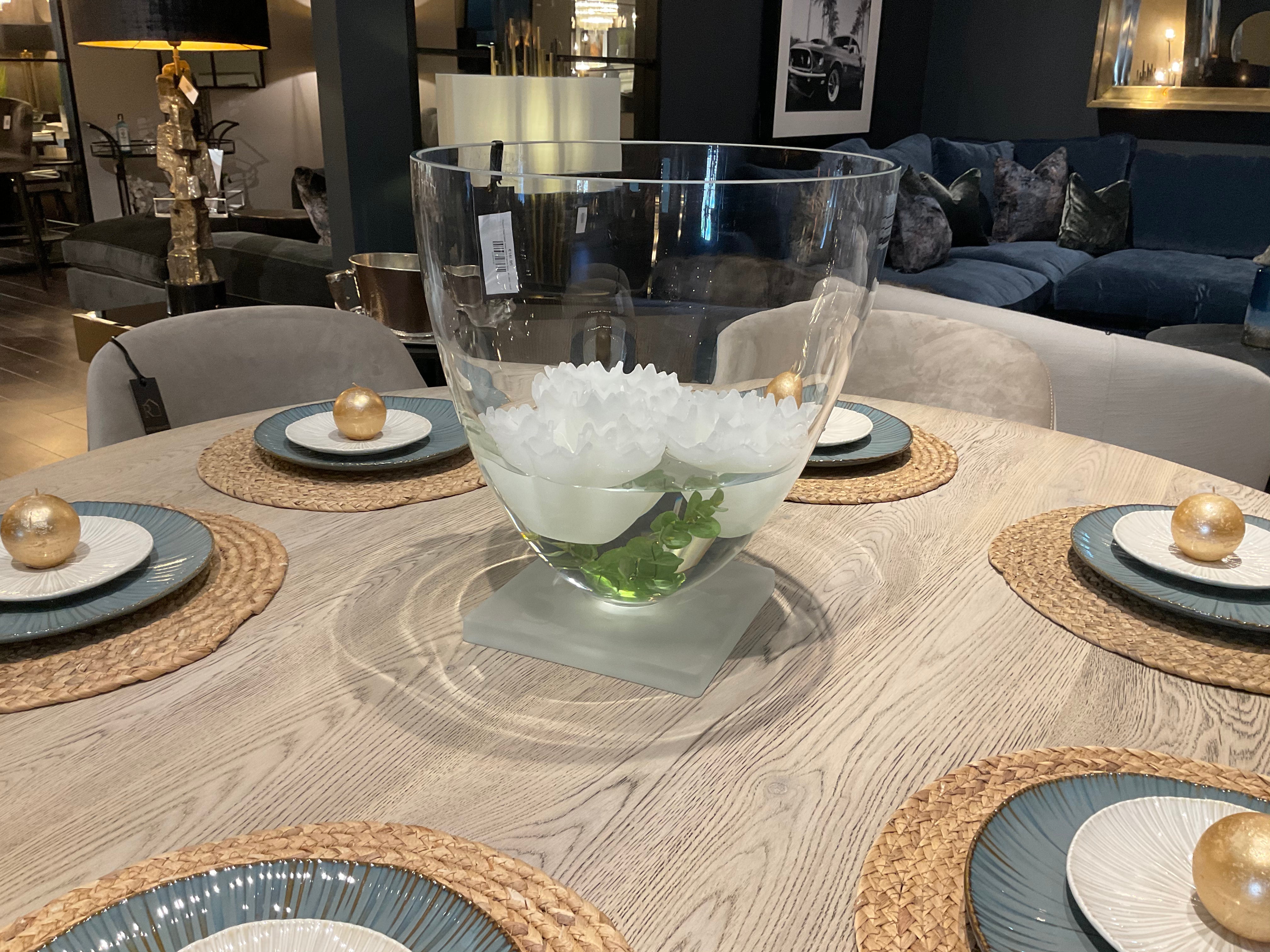 Round Clear Glass Vase with Frosted Base 36 x 34cm 144.95-Renaissance Design Studio