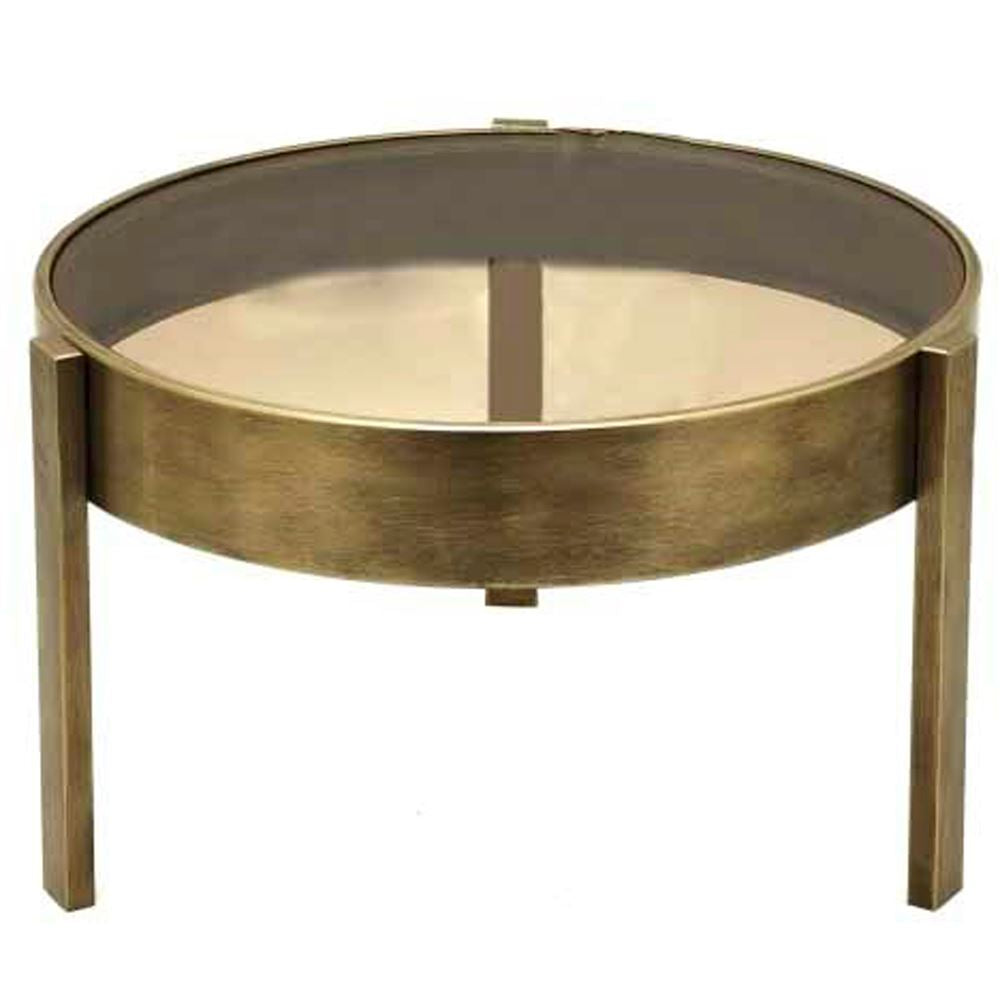 Round coffee table with amber glass 63 cm. BEST SELLER limited stock NR-Renaissance Design Studio