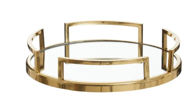 Round gold mirrored tray-Renaissance Design Studio