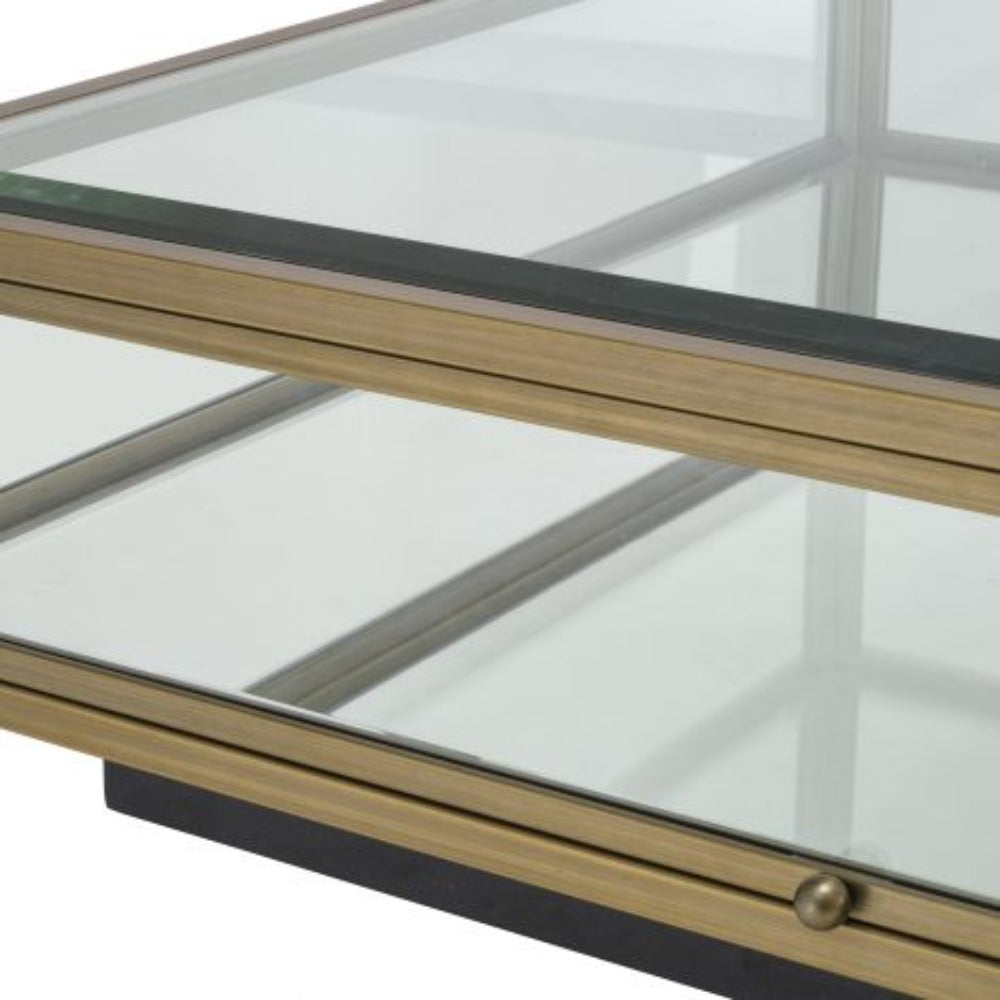 Ryan Large Coffee Table – Brushed Brass and Glass by Eichholtz-Renaissance Design Studio