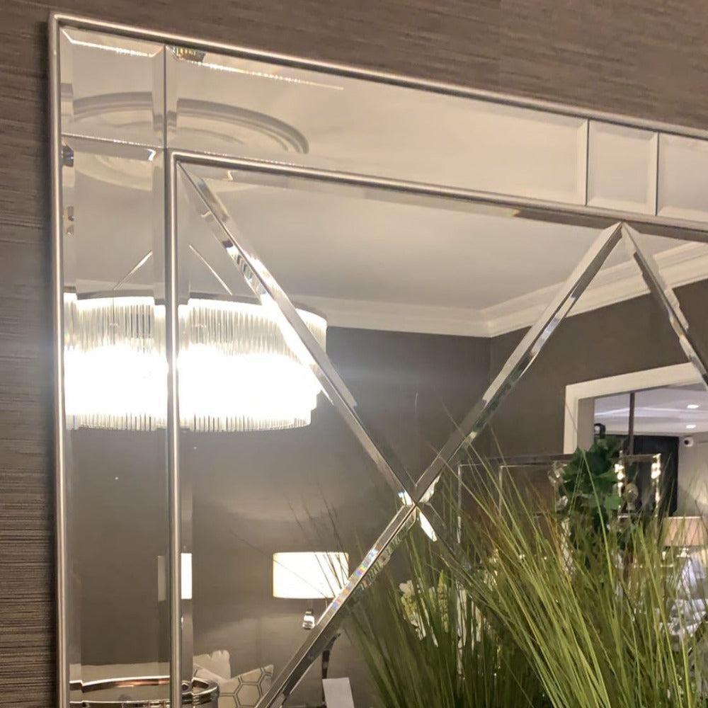 Sahara mirror With cross X Design and cut glass patterns-Renaissance Design Studio