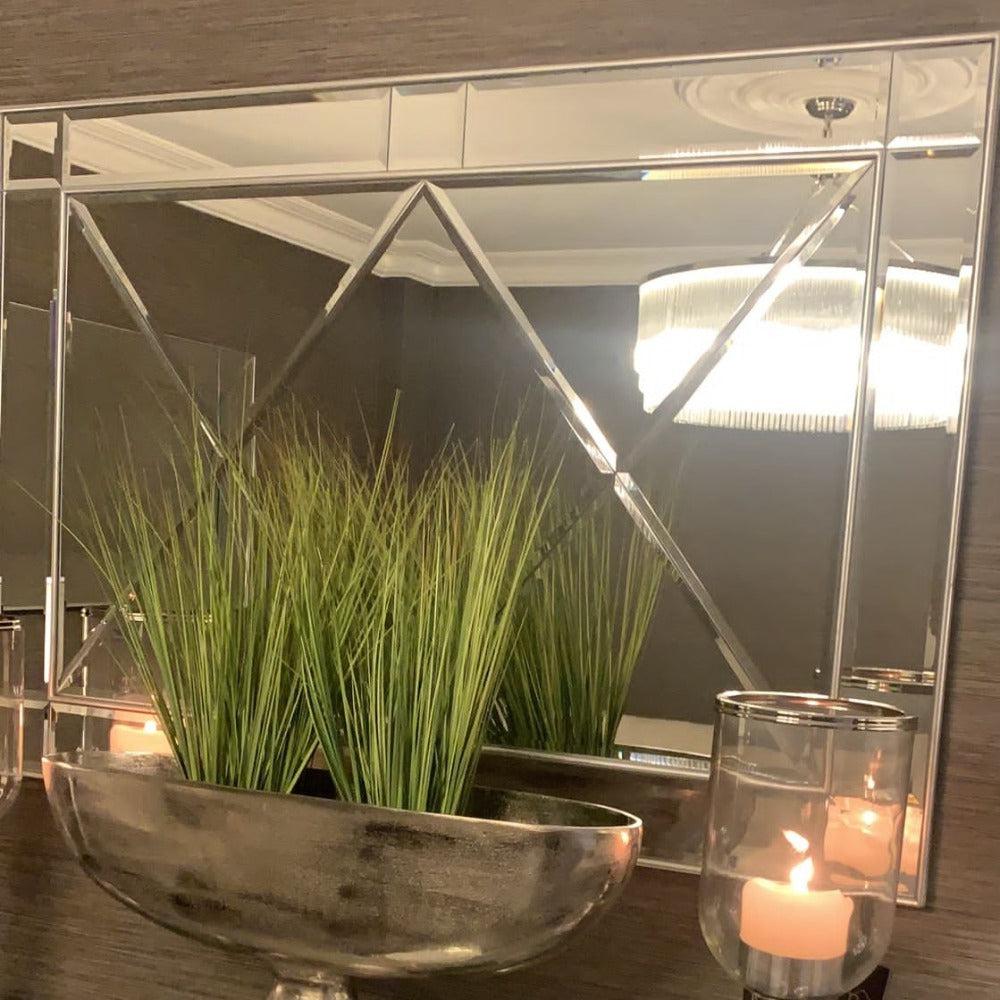 Sahara mirror With cross X Design and cut glass patterns-Mirrors-Renaissance Design Studio