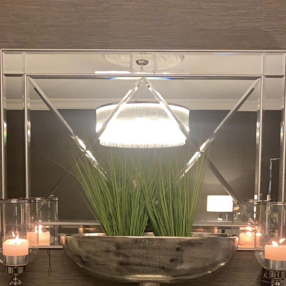 Sahara mirror With cross X Design and cut glass patterns-Mirrors-Renaissance Design Studio