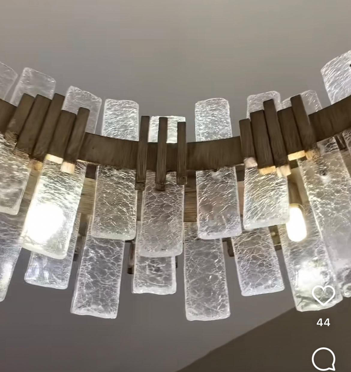 Saiph 60 cm chandelier in gold with textured glass-Renaissance Design Studio