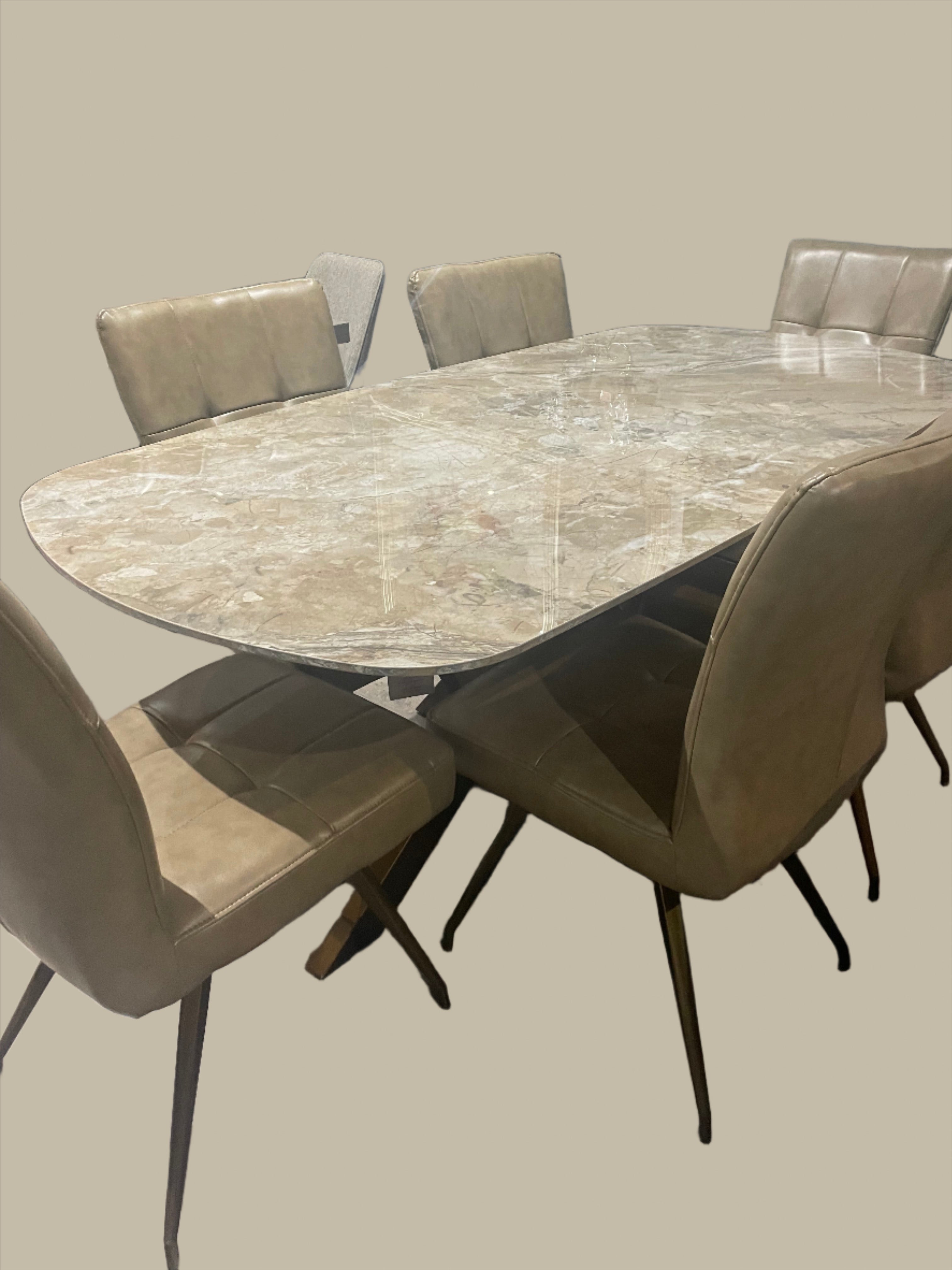 Sammy Marble look Large dining table with brass spider leg-Renaissance Design Studio