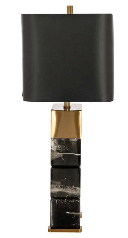 Sandy Marble Black and Gold Table Lamp Incl Shade-Renaissance Design Studio