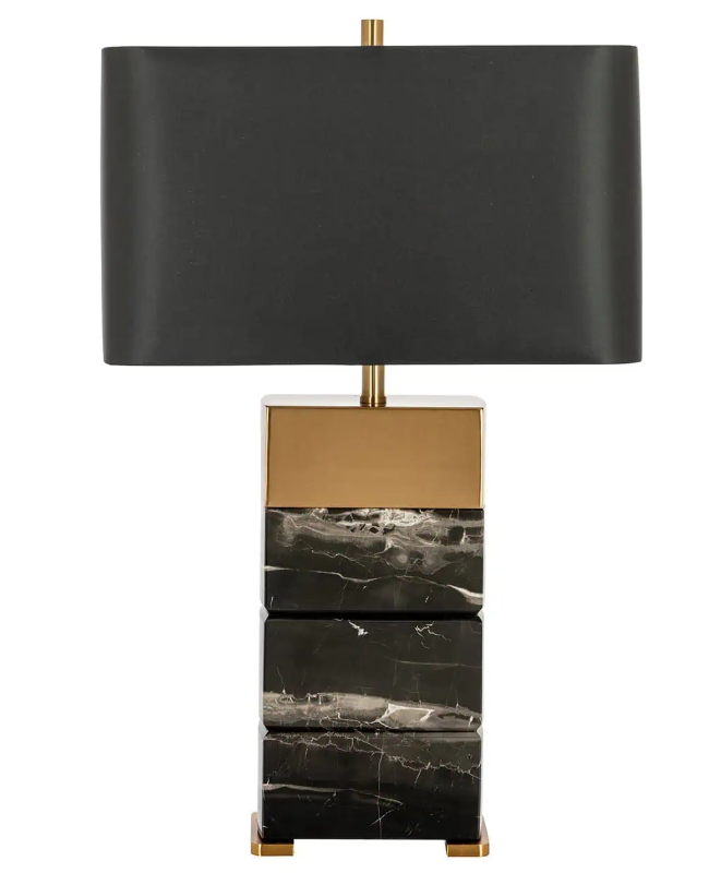 Sandy Marble Black and Gold Table Lamp Incl Shade-Renaissance Design Studio
