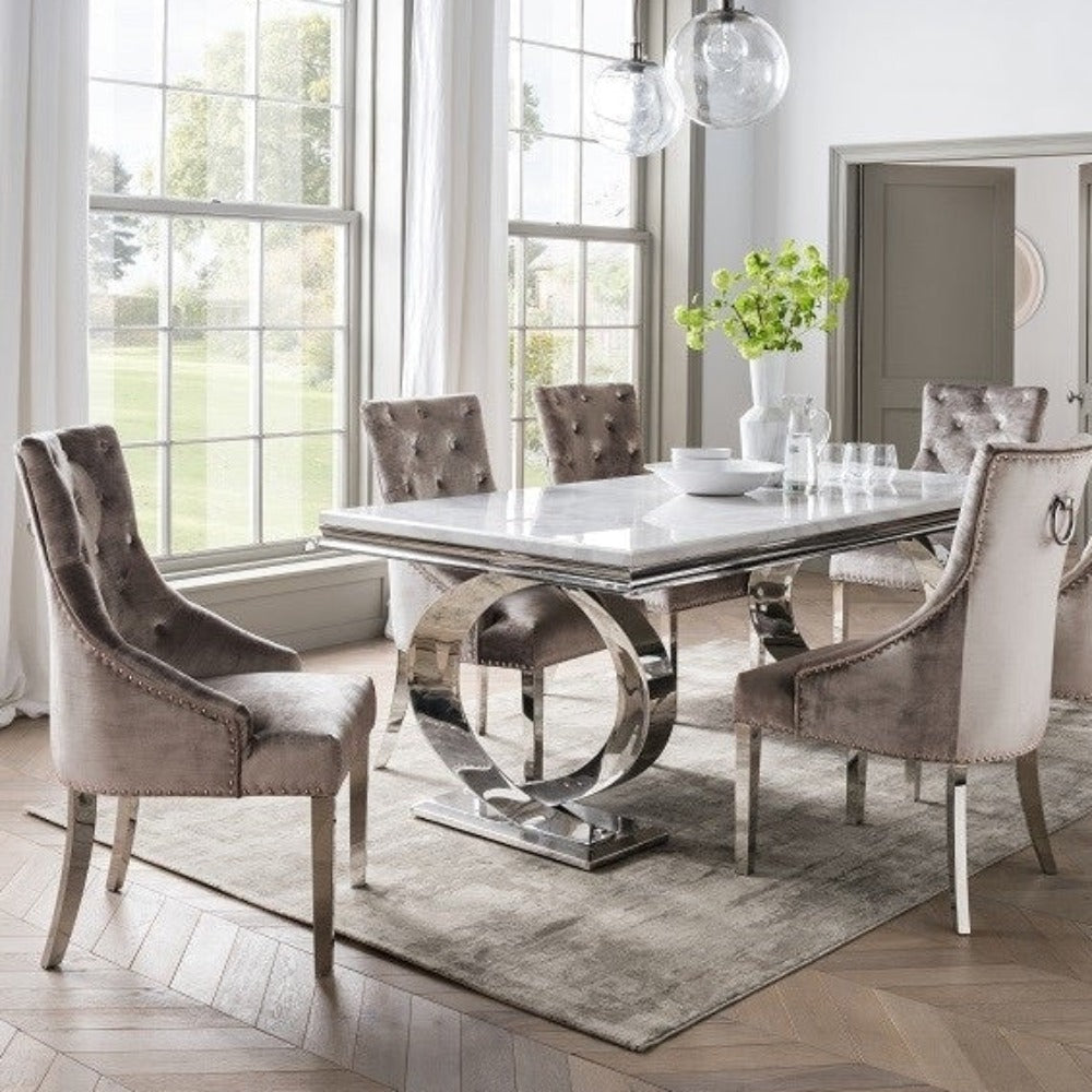 Selene white marble pattern table 2m reduced-Renaissance Design Studio