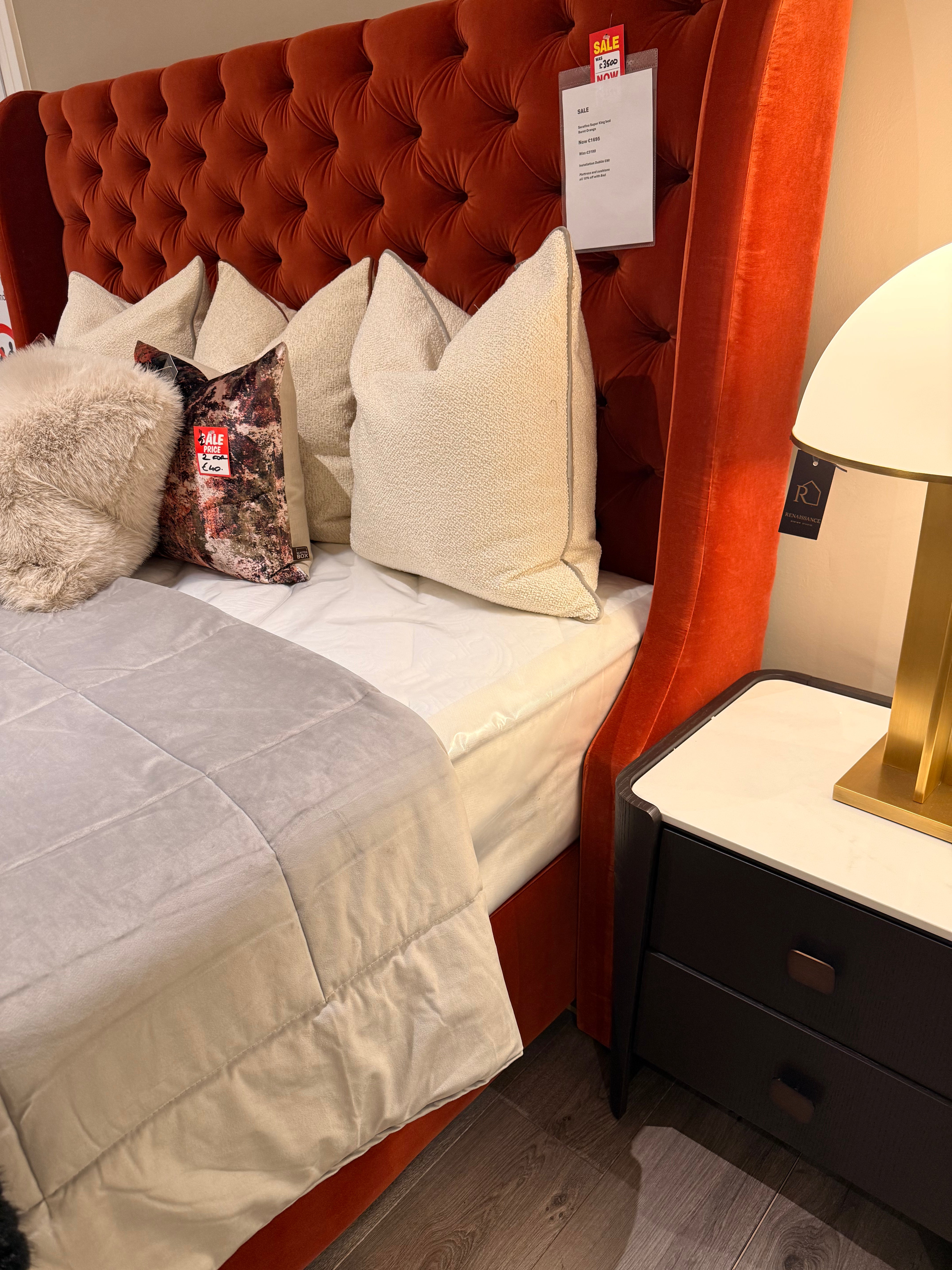 Serafina custom hand crafted super bed 6 ft superking special reduction in fabulous burnt orange-Custom made beds-Renaissance Design Studio