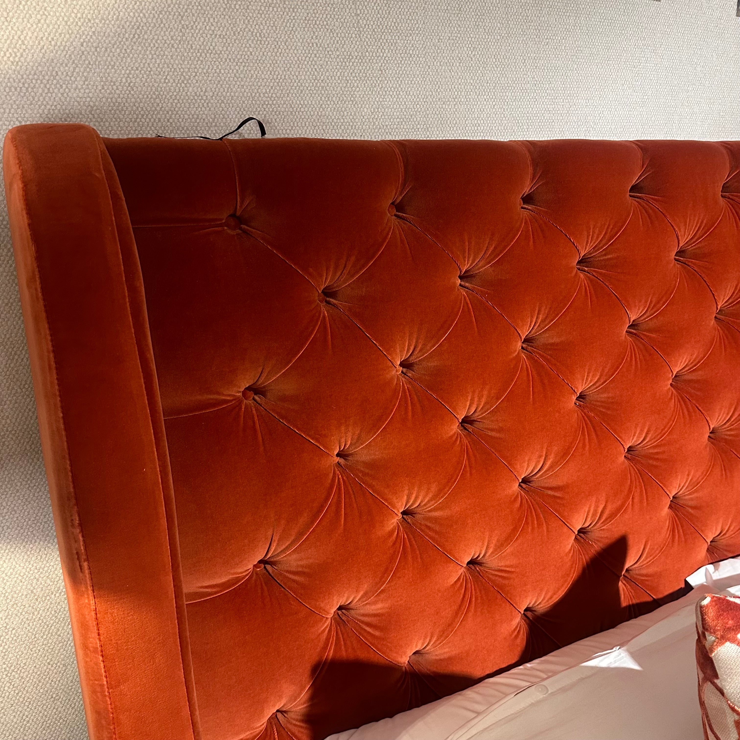 Serafina custom made bed 6 ft superking special reduction in burnt orange-Renaissance Design Studio