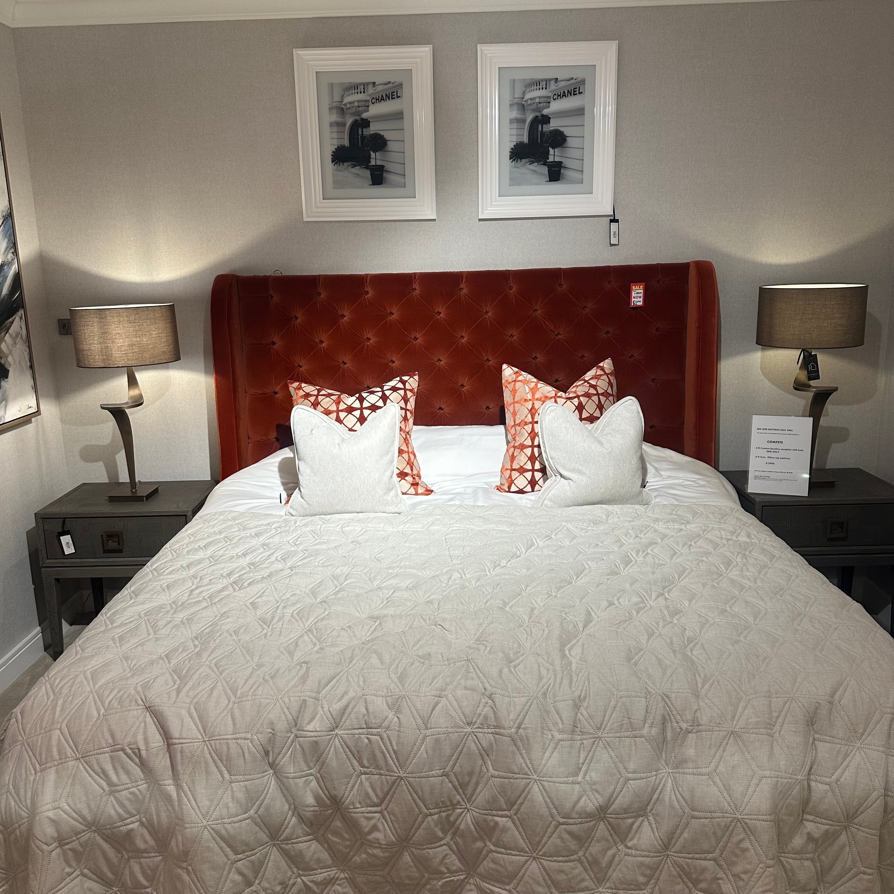 Serafina custom made bed 6 ft superking special reduction in burnt orange-Custom made beds-Renaissance Design Studio