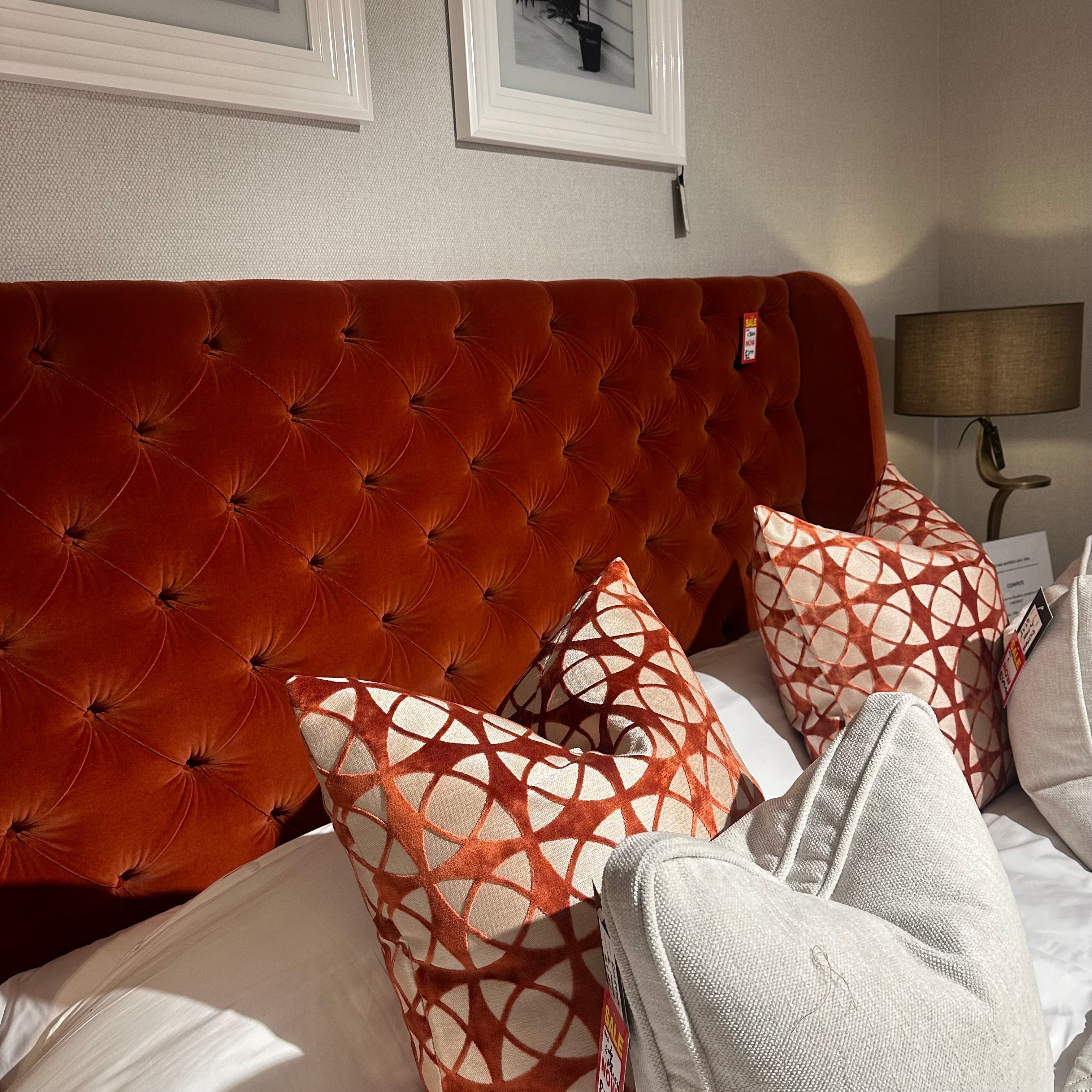 Serafina custom made bed 6 ft superking special reduction in burnt orange-Custom made beds-Renaissance Design Studio