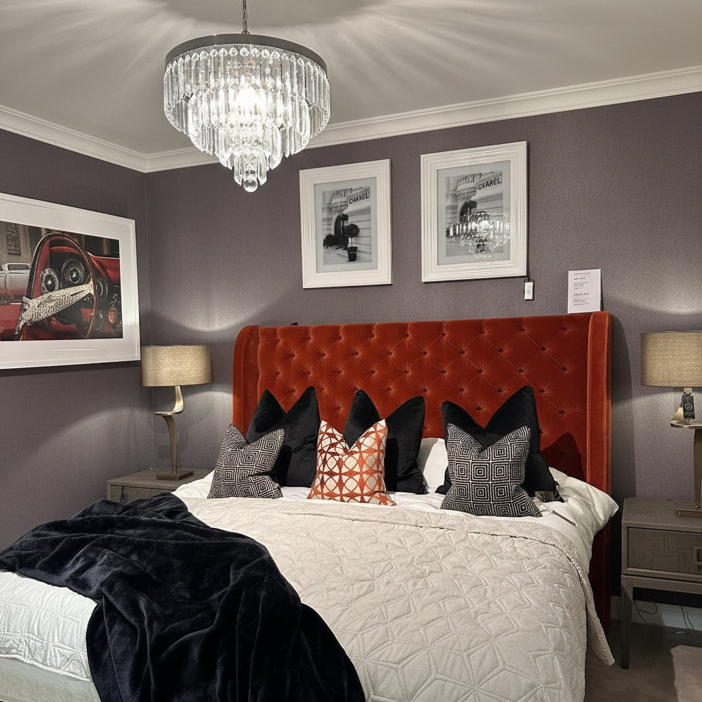Serafina custom made bed 6 ft superking special reduction in burnt orange-Renaissance Design Studio