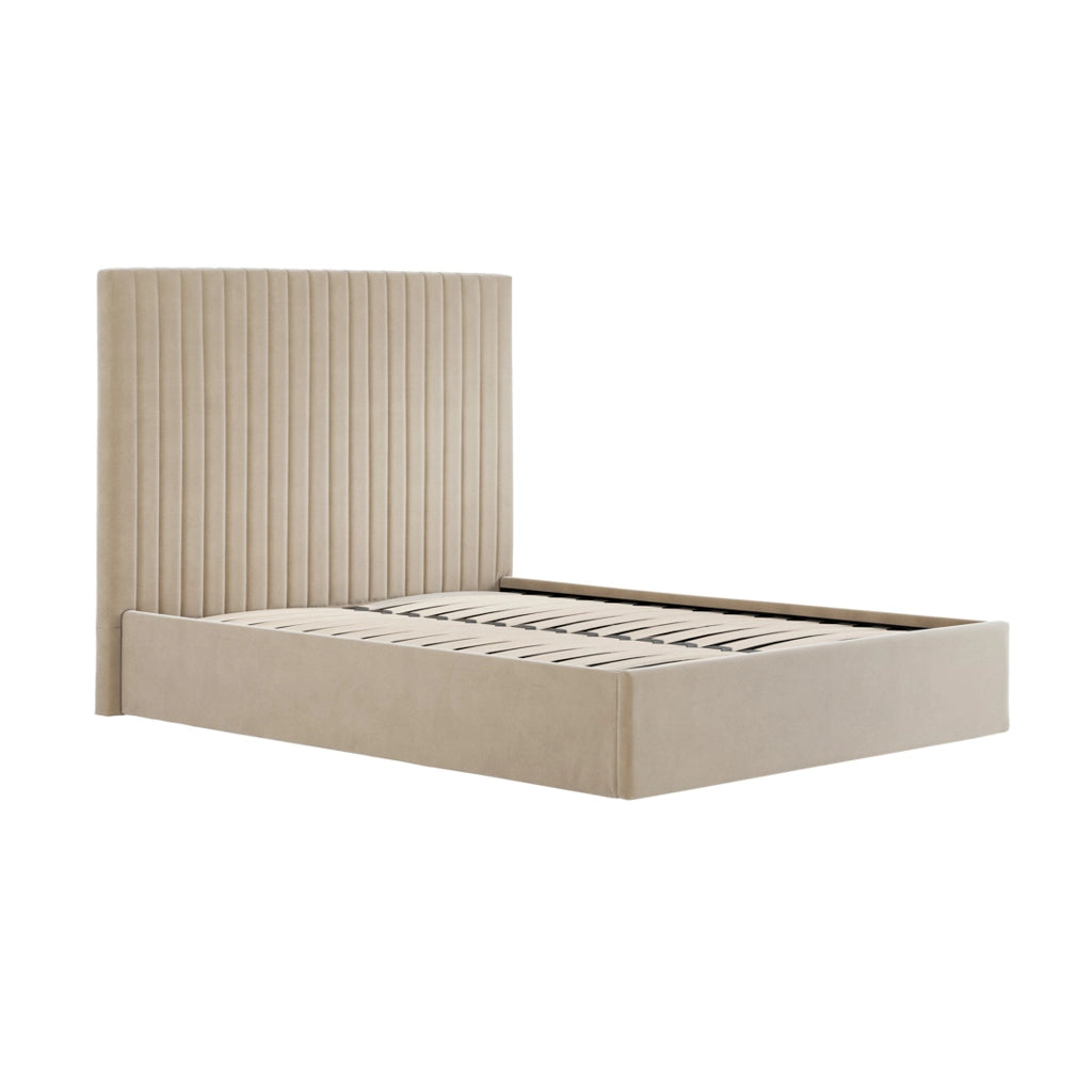 Seville Row ottoman bed in cream plush velvet-Renaissance Design Studio