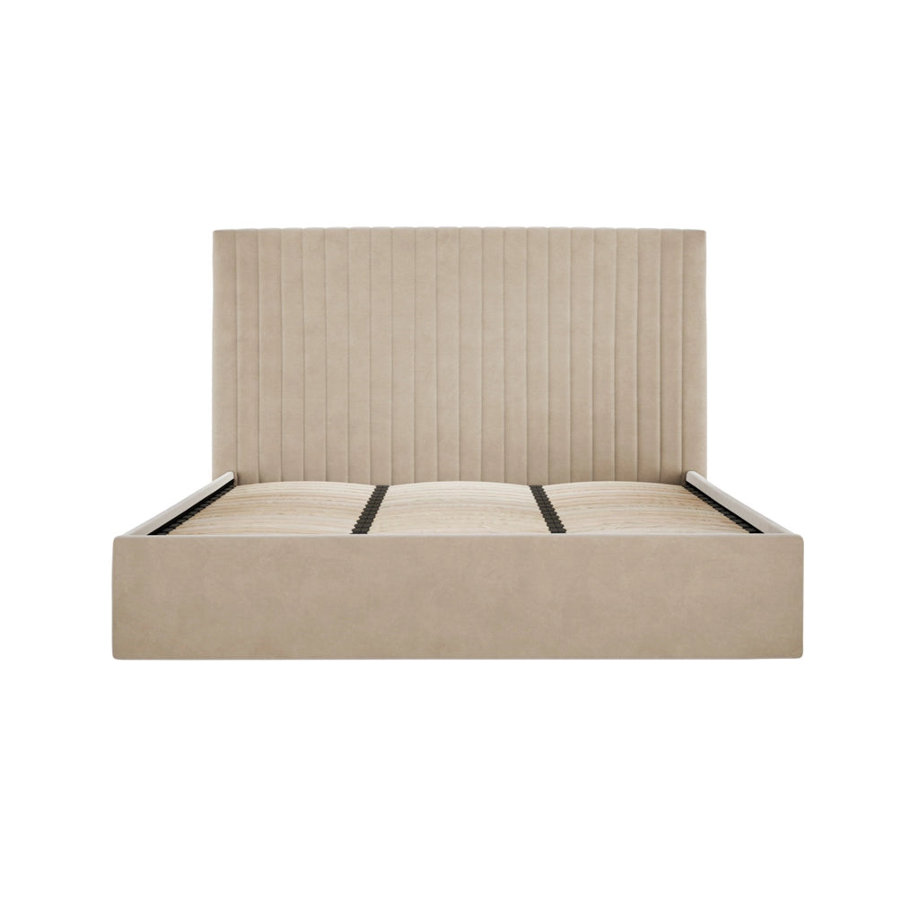 Seville Row ottoman bed in cream plush velvet-Renaissance Design Studio