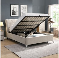Shelby gas life Ottoman bed in cream taupe colour-Renaissance Design Studio