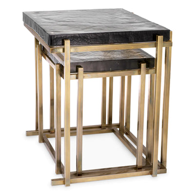 Side Table Niemeyer set of 2. Vintage brass by Eichholtz