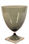 Smoked Glass Round Vase on Base-Renaissance Design Studio