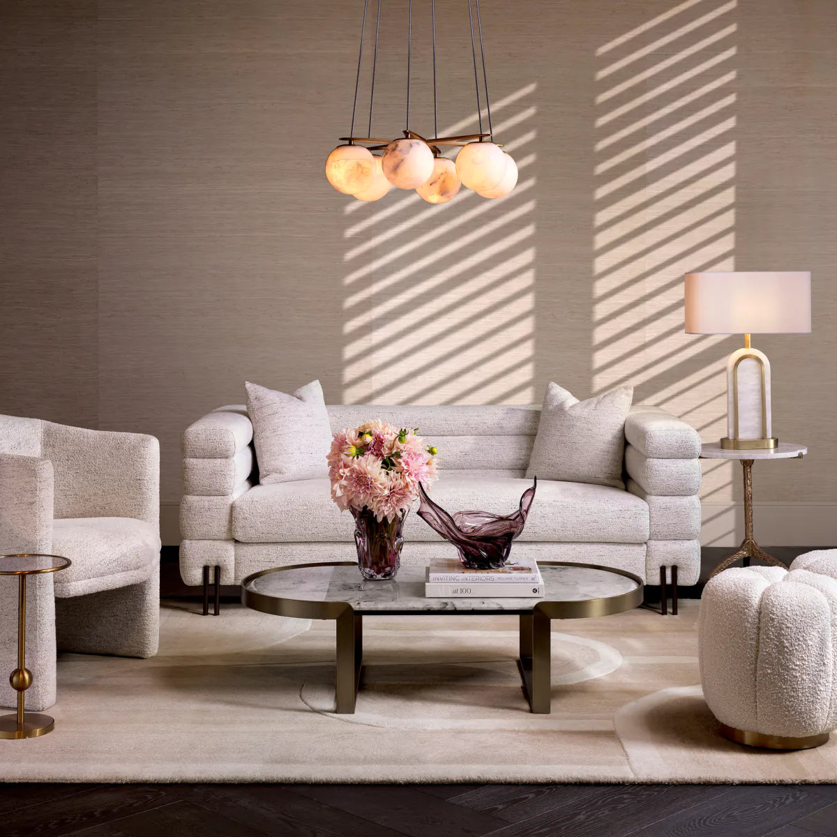 Sofa York S Seashell off-white bronze finish legs by Eichholtz-Renaissance Design Studio