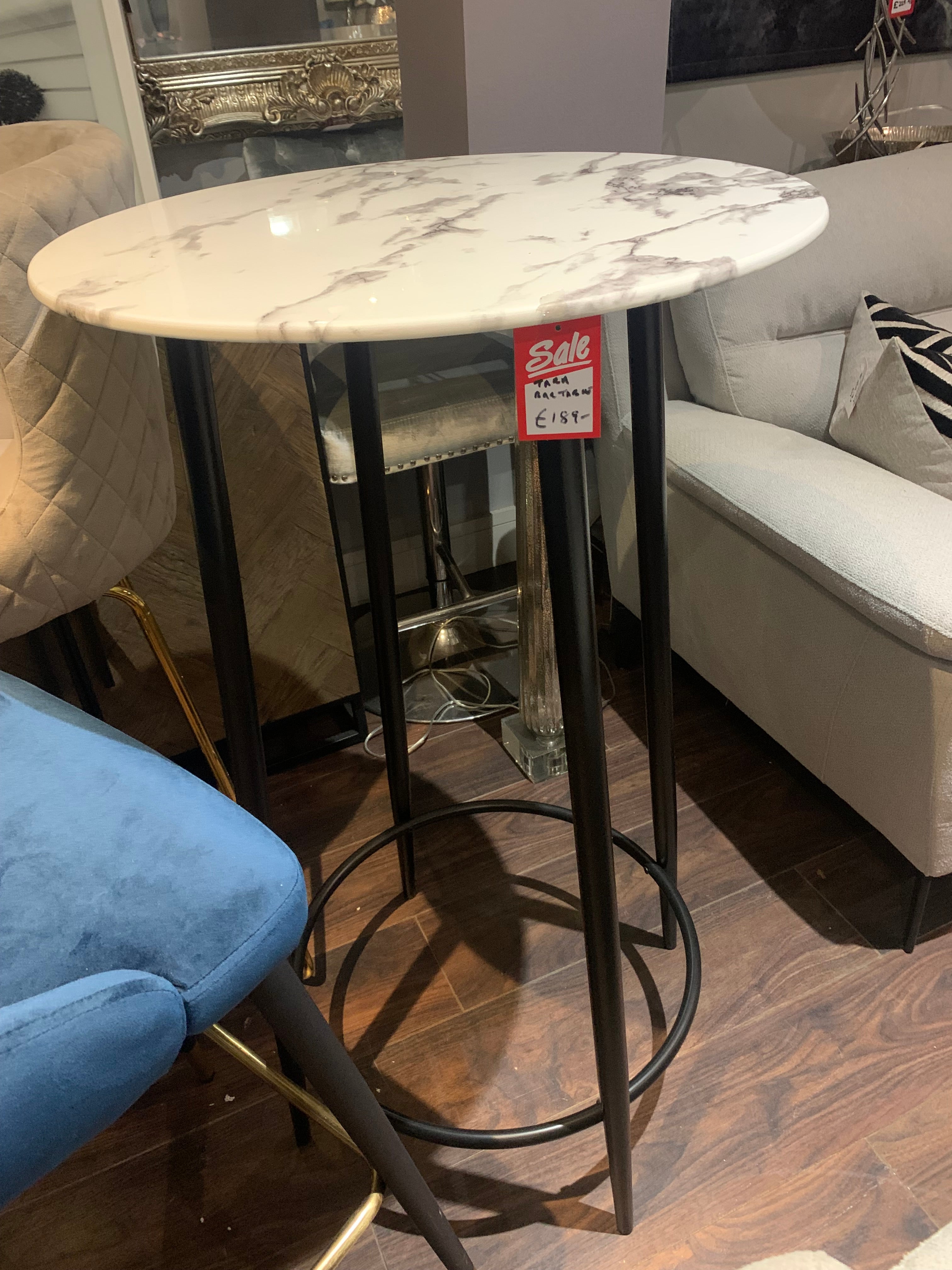 Sofia Bar Table Marbled top with black base clearance offer Last 1-Renaissance Design Studio