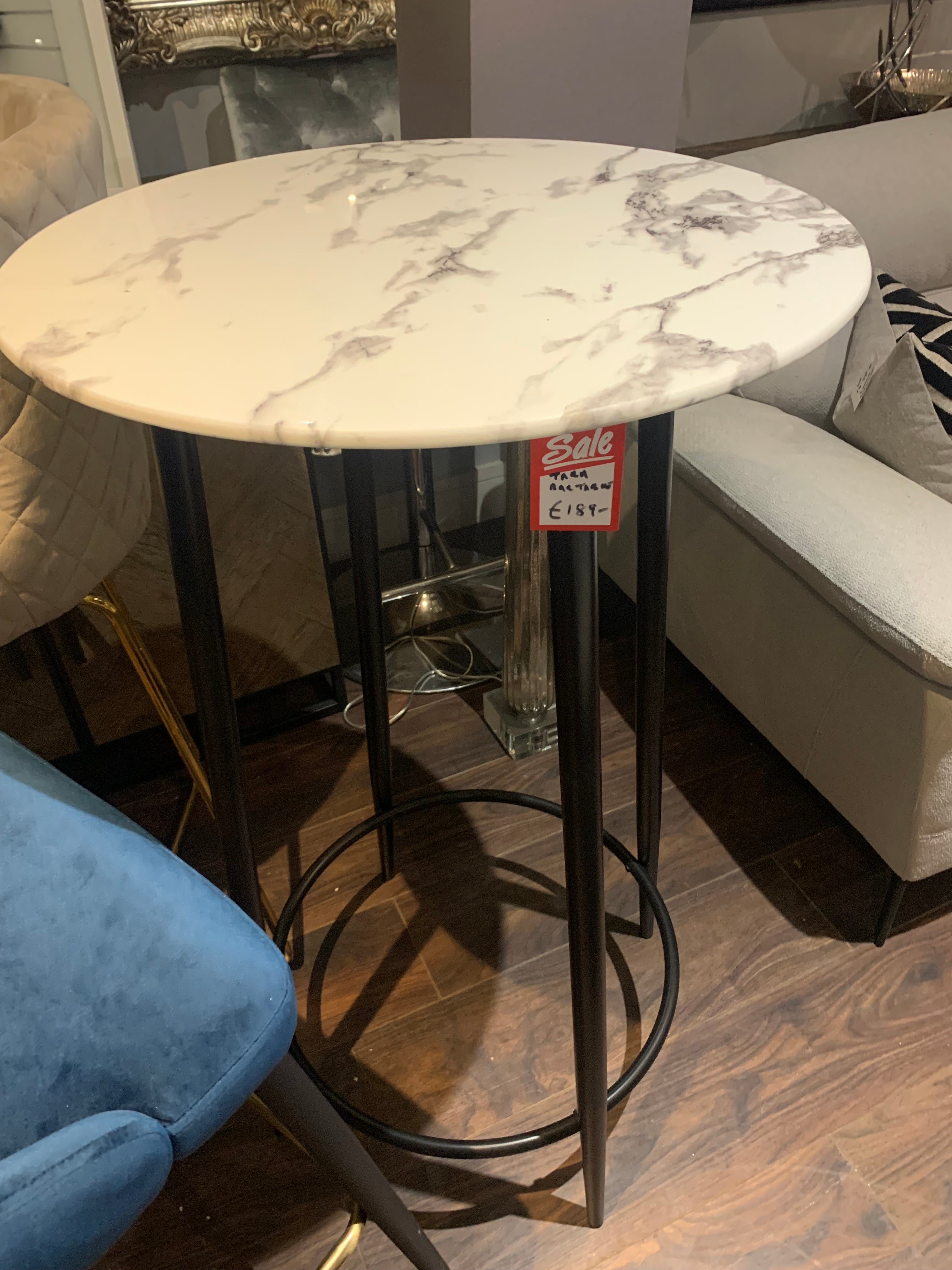 Sofia Bar Table Marbled top with black base clearance offer Last 1-Renaissance Design Studio