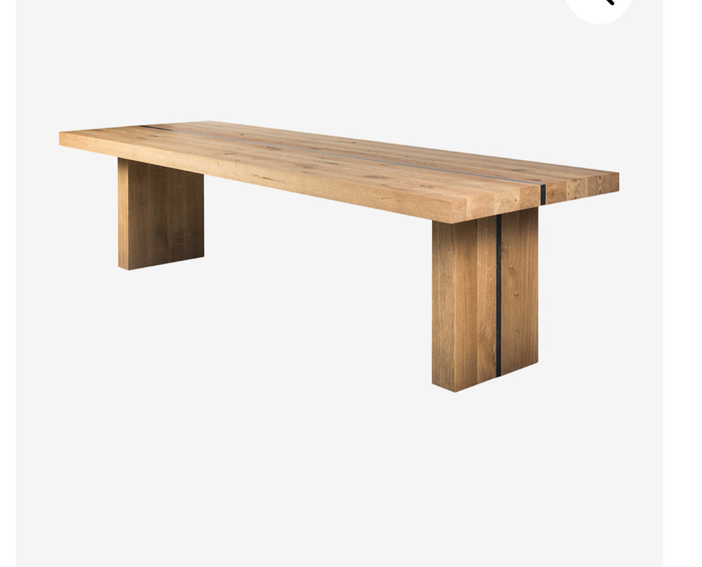 Strip custom made solid oak dining table in custom sizes