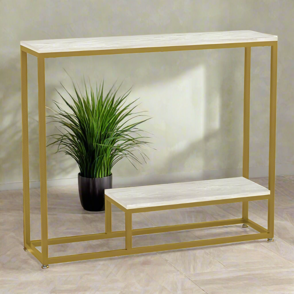 Susanne gold and cream console table reduced in flash sale outlet store-console table gold and cream-Renaissance Design Studio