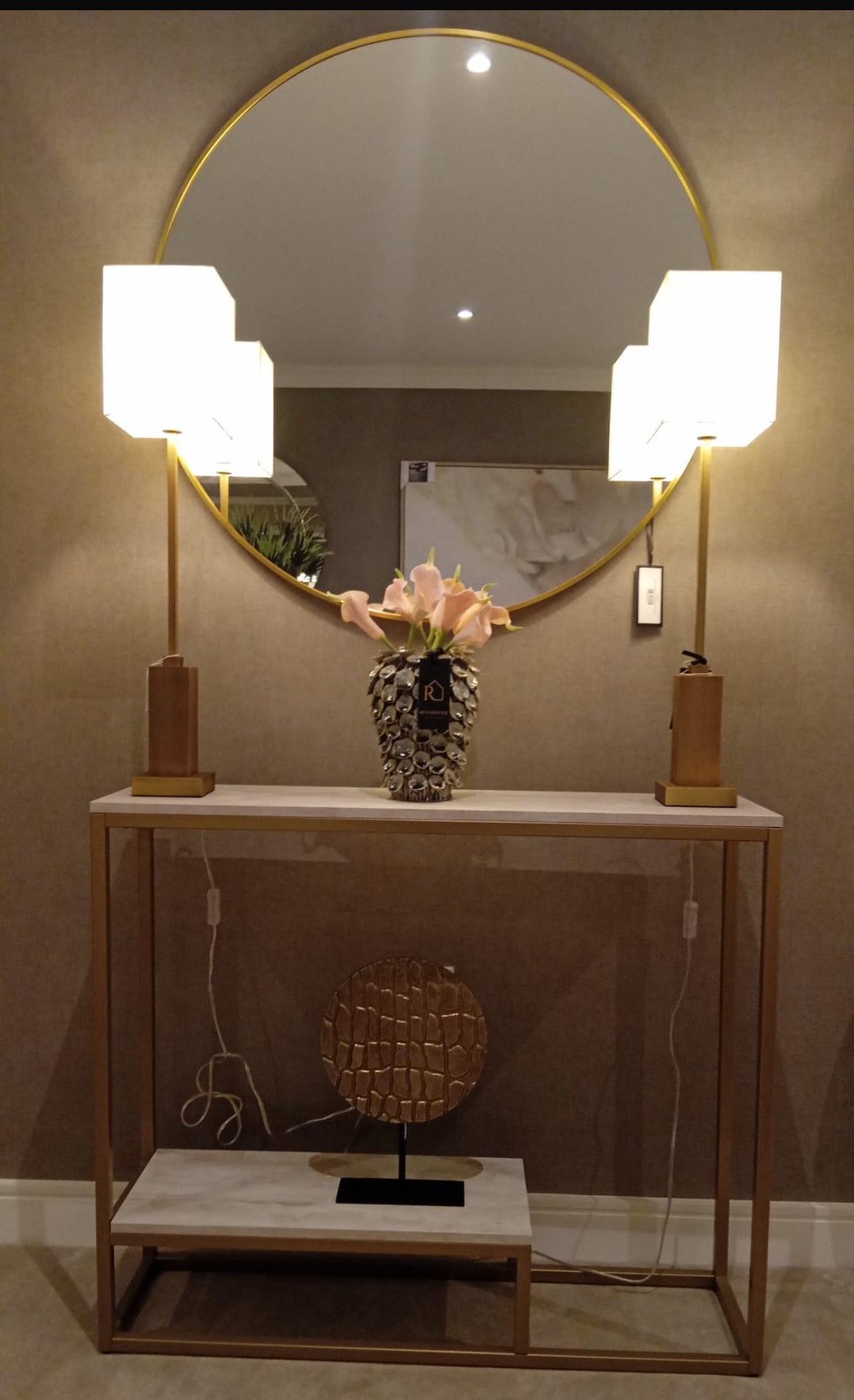 Susanne gold and cream console table reduced in flash sale outlet store-console table gold and cream-Renaissance Design Studio