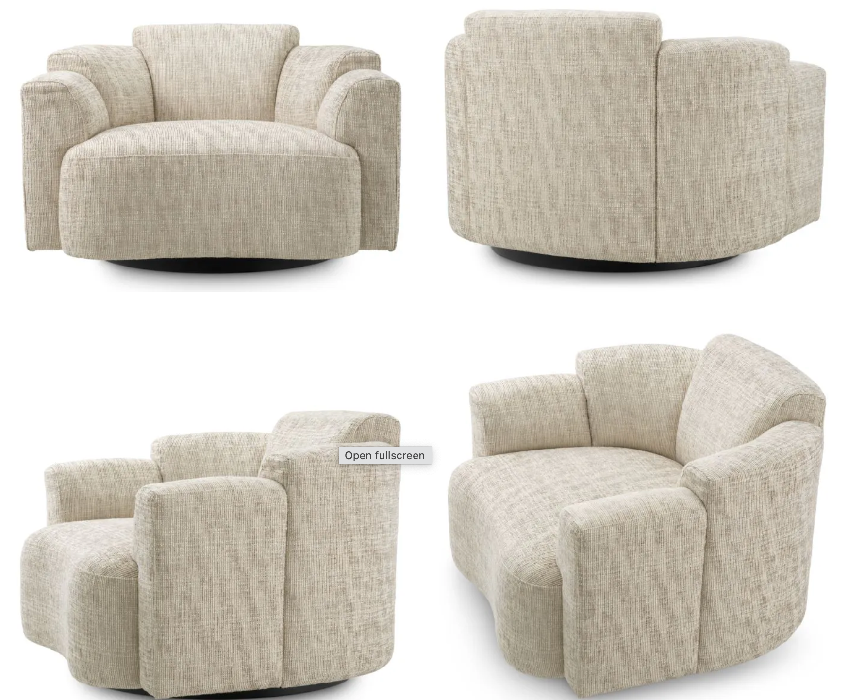 Swivel Chair Marbella Creststone beige by Eichholtz.-armchair-Renaissance Design Studio