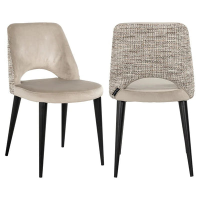 Tabitha dining chair   in Khaki Natural with contrast trendy natural  fabric on back