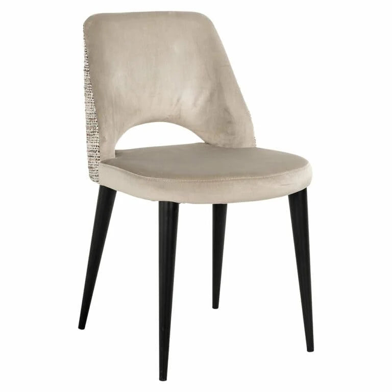Tabitha Dining Chair in Khaki Natural With Contrast Trendy Natural Fabric-Renaissance Design Studio