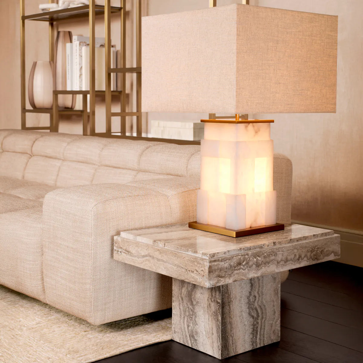Table Lamp Fabiano Alabaster and antique brass by Eichholtz-Table Lamp-Renaissance Design Studio