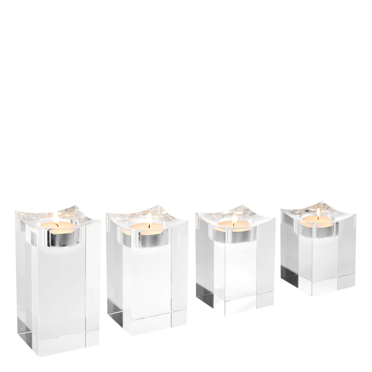 Tealight Holder Giancarlo L set of 4 Clear crystal by Eichholtz.-Renaissance Design Studio
