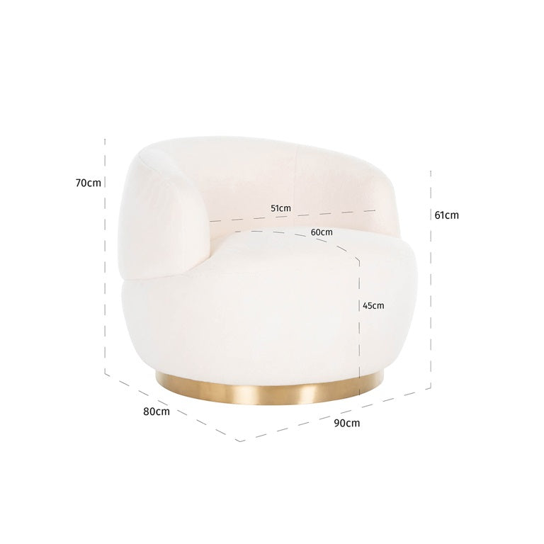 Teddy white swivel armchair-Renaissance Design Studio