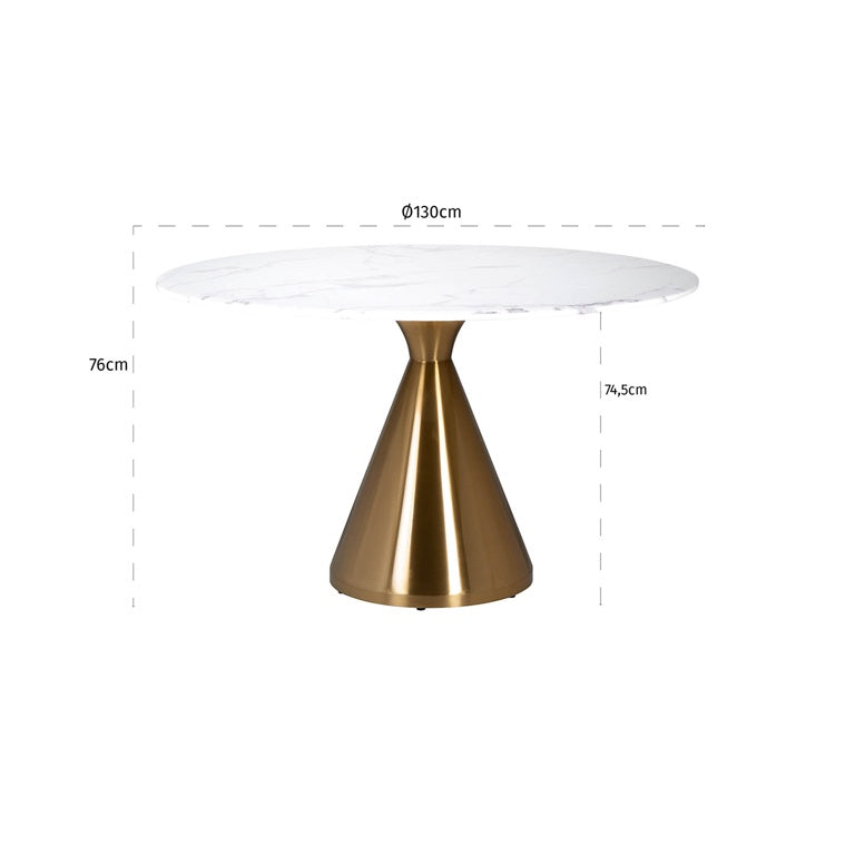 Teneille round fining table with marble top-Renaissance Design Studio