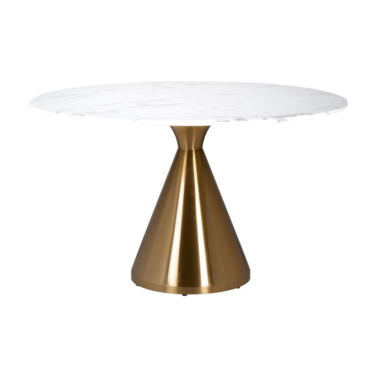 Teneille round fining table with marble top-Renaissance Design Studio