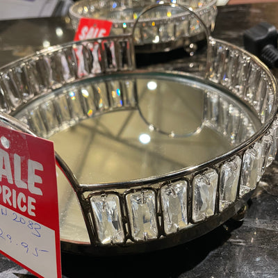 Tray w crystals and silver handles Large 20 cm Med REDUCED