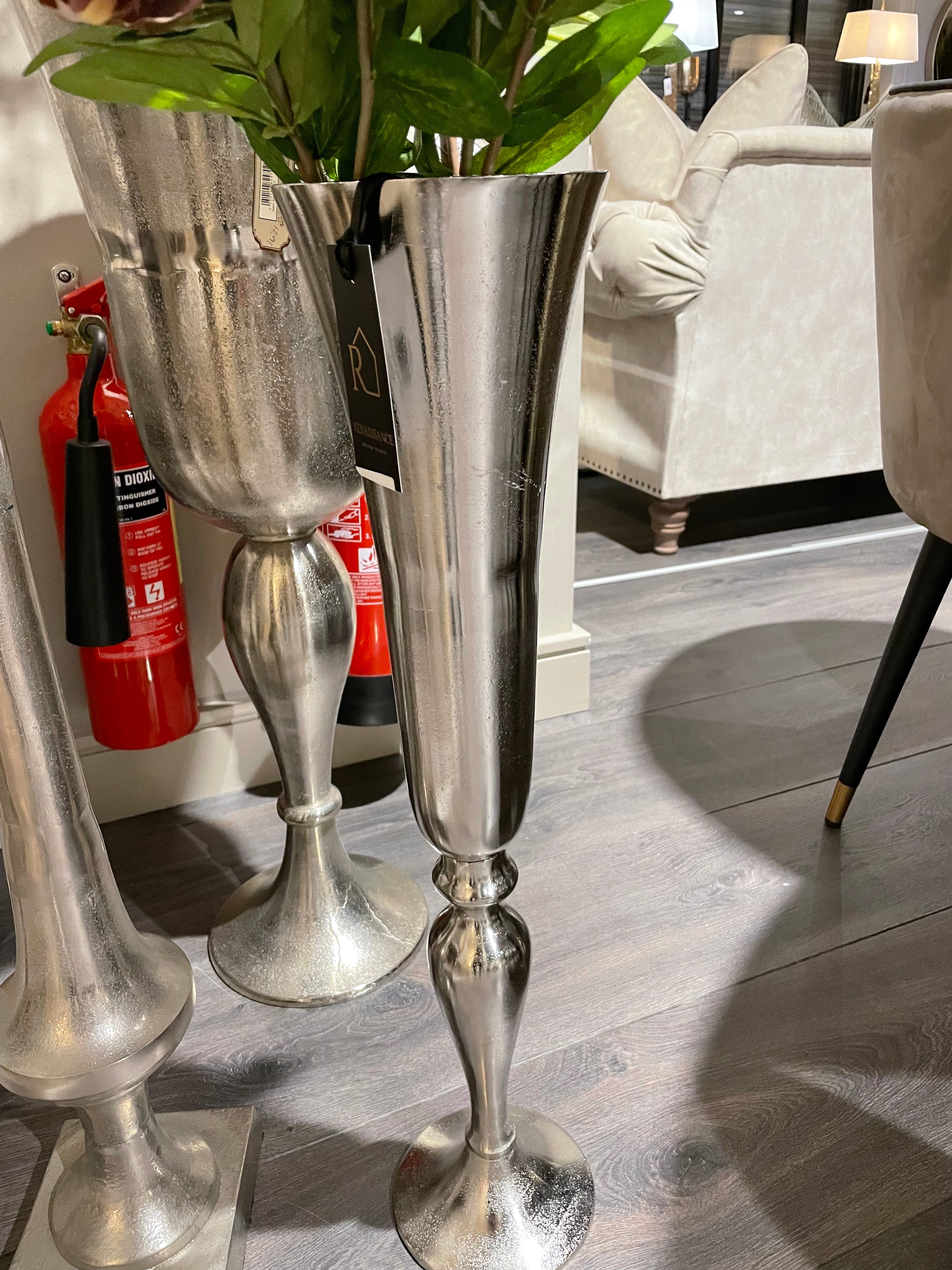 trumpet silver nickel vase-Renaissance Design Studio