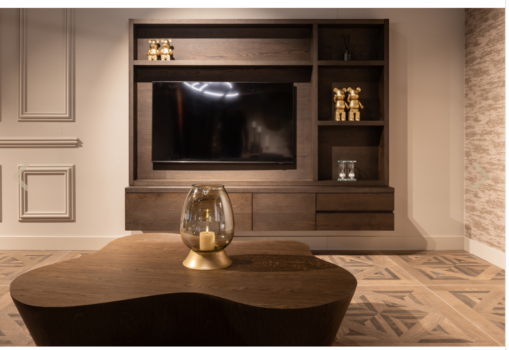TV Media wall cabinet Lachance brown 3-doors 2-drawers-Media Unit-Renaissance Design Studio