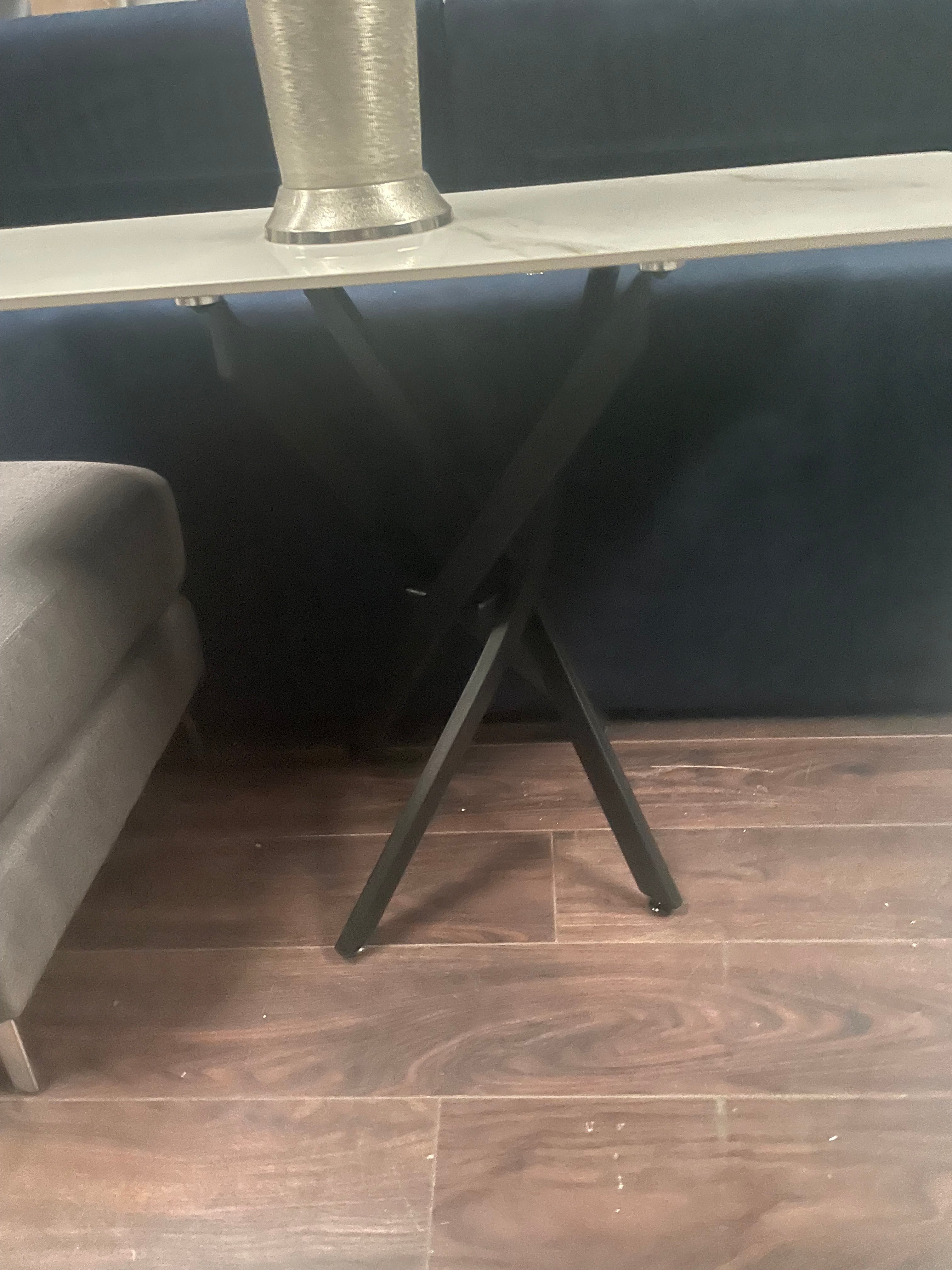 Una console table in Kass gold w brass leg-console table-Renaissance Design Studio