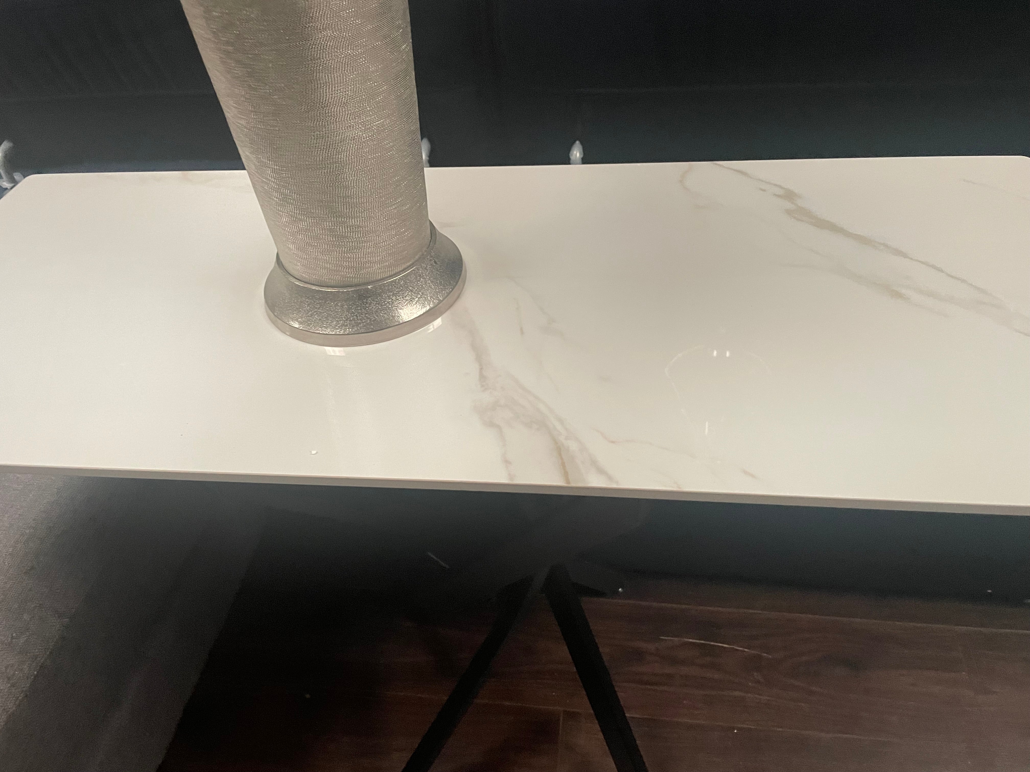 Una console table in Kass gold w brass leg-console table-Renaissance Design Studio