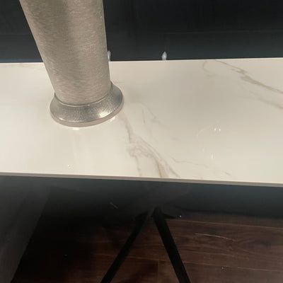 Una console  table  in Kass gold w brass leg