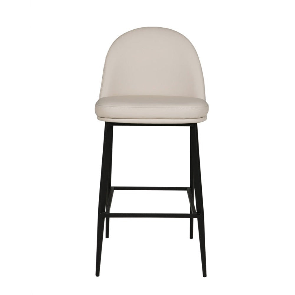 Valentia LOW Bar Stool Taupe Cream faux leather set of 3 reduced-Renaissance Design Studio