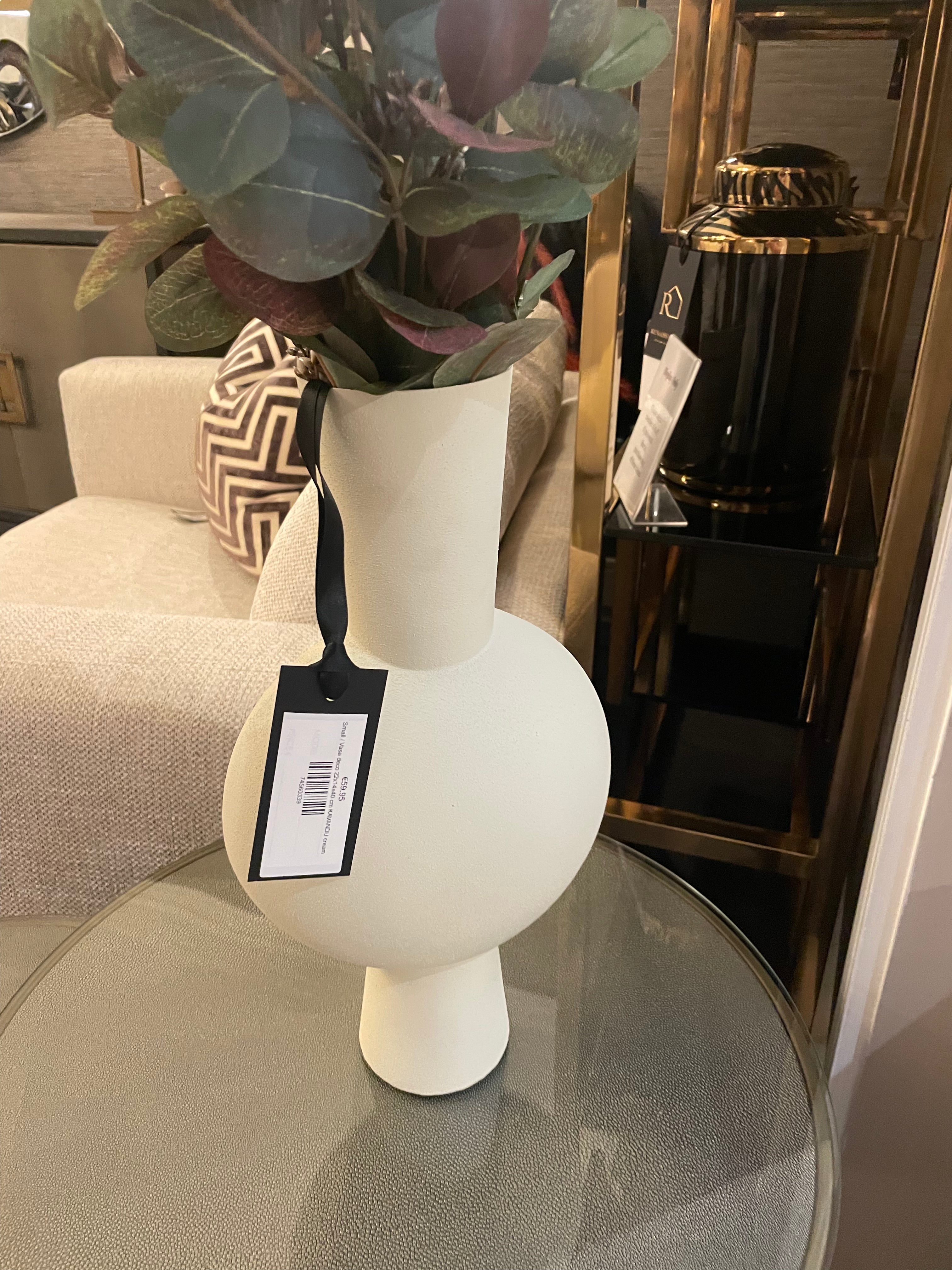 Vase deco 22x14x40 cm KAVANDU cream-Renaissance Design Studio